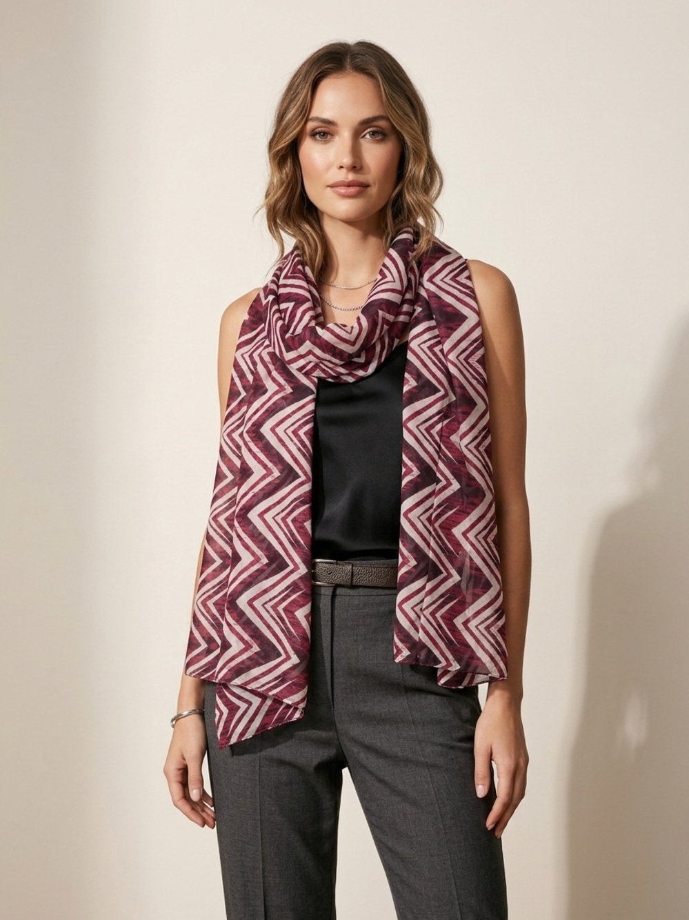 le chateau Burgundy Chevron Wrap Scarf